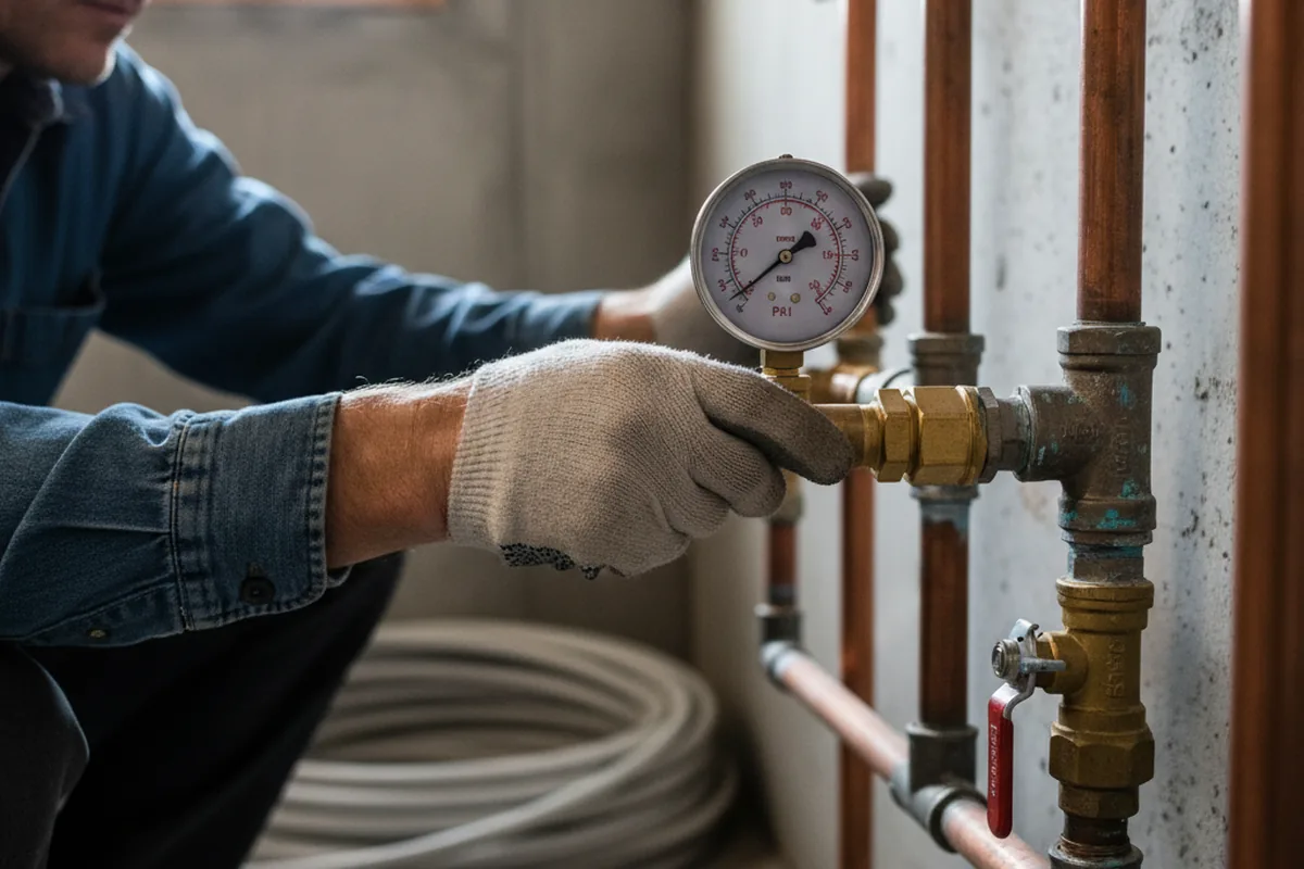 Pressure testing a repaired line during Water Line Repair in Jacob